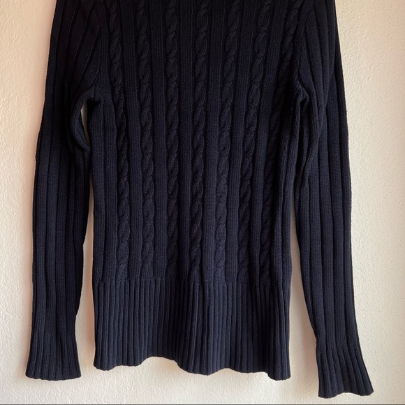 J. Crew Navy Wool Cable Sweater size Small - Picture 3 of 6